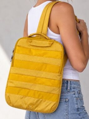 LUG Slider Laptop Tablet Pouch Sleeve Convertible Travel Bag Yellow Pockets